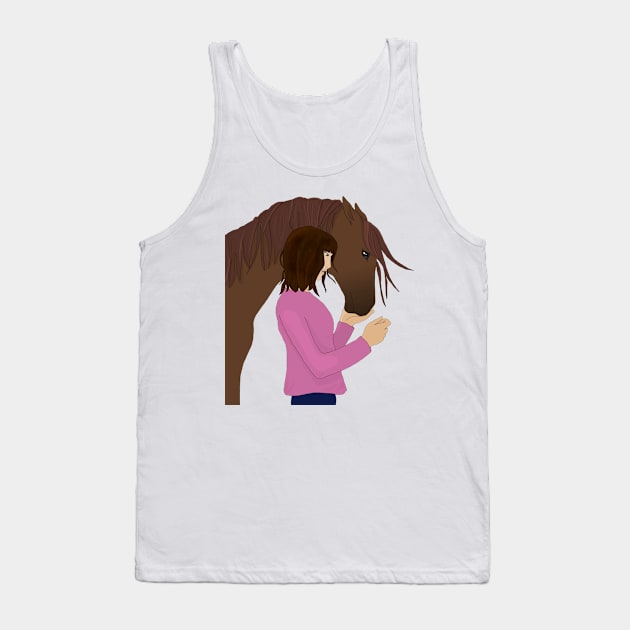 Girl with Brown Horse Tank Top by Becky-Marie